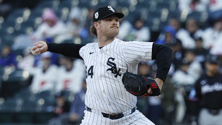 Chicago White Sox starting pitcher Shane Smith (64) throws against the Miami Marlins at Rate Field. 
