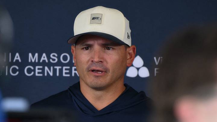 Jul 25, 2026; Renton, WA, USA; Seattle Seahawks head coach Mike Macdonald speaks to the media after the first training camp at Virginia Mason Athletic Center. Mandatory Credit: Steven Bisig-Imagn Images Jul 25, 2026; Renton, WA, USA; Seattle Seahawks head coach Mike Macdonald speaks to the media after the first training camp at Virginia Mason Athletic Center. Mandatory Credit: Steven Bisig-Imagn Images