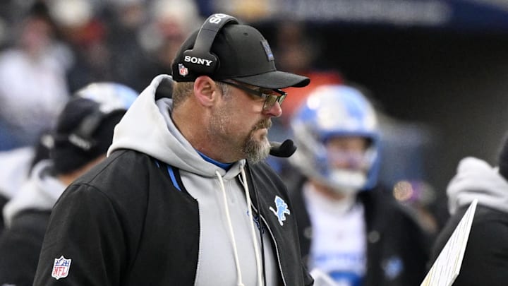 Detroit Lions head coach Dan Campbell looks on against the Chicago Bears during the first half at Soldier Field Detroit Lions head coach Dan Campbell looks on against the Chicago Bears during the first half at Soldier Field
