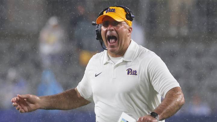 Sep 12, 2026; Pittsburgh, Pennsylvania, USA; Pittsburgh Panthers head coach Pat Narduzzi reacts on the sidelines against the UCF Knights during the fourth quarter at Acrisure Stadium. Mandatory Credit: Charles LeClaire-Imagn Images Sep 12, 2026; Pittsburgh, Pennsylvania, USA; Pittsburgh Panthers head coach Pat Narduzzi reacts on the sidelines against the UCF Knights during the fourth quarter at Acrisure Stadium. Mandatory Credit: Charles LeClaire-Imagn Images