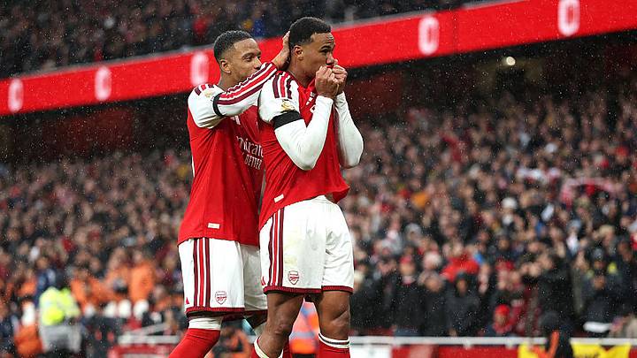 Gabriel scored the second Arsenal goal after Ezri Konsa got the first. Gabriel scored the second Arsenal goal after Ezri Konsa got the first.