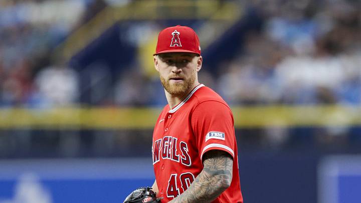 May 30, 2026; St. Petersburg, Florida, USA; Los Angeles Angels pitcher Sam Bachman (40) throws a pitch against the Tampa Bay Rays in the sixth inning at Tropicana Field. Mandatory Credit: Nathan Ray Seebeck-Imagn Images May 30, 2026; St. Petersburg, Florida, USA; Los Angeles Angels pitcher Sam Bachman (40) throws a pitch against the Tampa Bay Rays in the sixth inning at Tropicana Field. Mandatory Credit: Nathan Ray Seebeck-Imagn Images