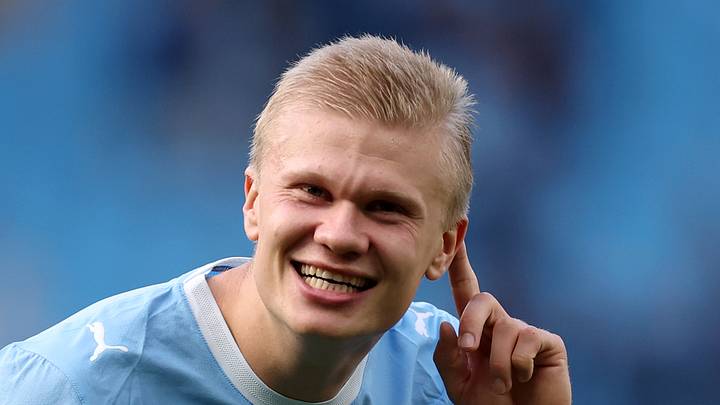 Erling Haaland of Manchester City celebrates a goal