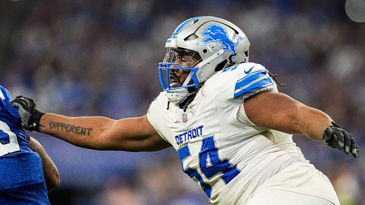 Detroit Lions defensive tackle Alim McNeill (54). Detroit Lions defensive tackle Alim McNeill (54).