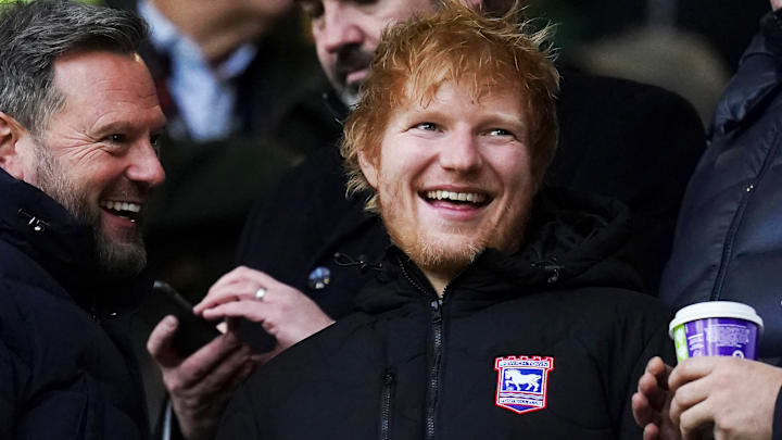 Ed Sheeran was in attendance for Ipswich Town's victory over Chelsea.