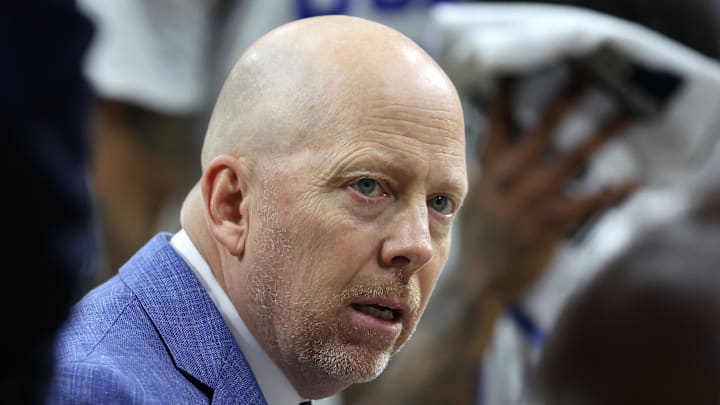 Mar 20, 2026; Philadelphia, PA, USA; UCLA Bruins head coach Mick Cronin reacts in the first half during a first round game of the men's 2026 NCAA Tournament at Xfinity Mobile Arena. Mandatory Credit: Bill Streicher-Imagn Images