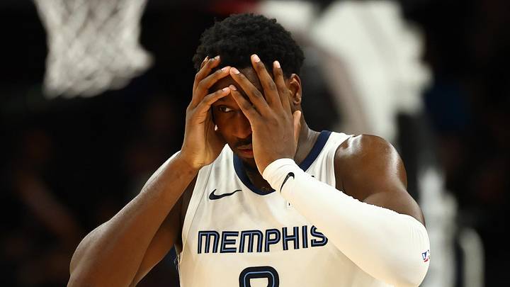 Oct 29, 2025; Phoenix, Arizona, USA; Memphis Grizzlies forward Jaren Jackson Jr. (8) reacts against the Phoenix Suns during the second half at the Mortgage Matchup Center. Mandatory Credit: Mark J. Rebilas-Imagn Images Oct 29, 2025; Phoenix, Arizona, USA; Memphis Grizzlies forward Jaren Jackson Jr. (8) reacts against the Phoenix Suns during the second half at the Mortgage Matchup Center. Mandatory Credit: Mark J. Rebilas-Imagn Images