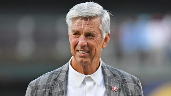 Apr 10, 2023; Philadelphia, Pennsylvania, USA; Philadelphia Phillies President of Baseball Operations Dave Dombrowski before game against the Miami Marlins at Citizens Bank Park Apr 10, 2023; Philadelphia, Pennsylvania, USA; Philadelphia Phillies President of Baseball Operations Dave Dombrowski before game against the Miami Marlins at Citizens Bank Park