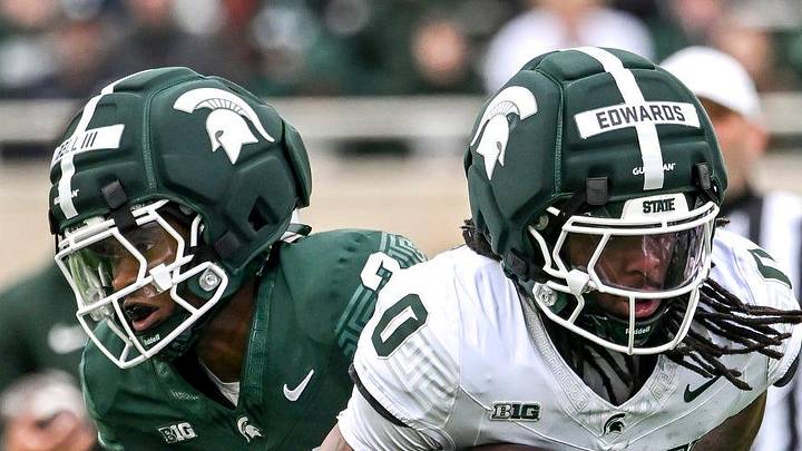 Michigan State's Cam Edwards runs the ball during the football Spring Showcase on Saturday, April 18, 2026, at Spartan Stadium in East Lansing.