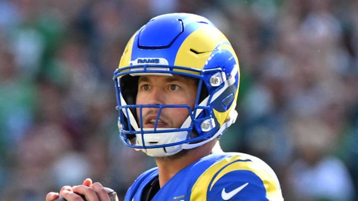 Sep 21, 2025; Philadelphia, Pennsylvania, USA; Los Angeles Rams quarterback Matthew Stafford (9) against the Philadelphia Eagles at Lincoln Financial Field. Mandatory Credit: Eric Hartline-Imagn Images Sep 21, 2025; Philadelphia, Pennsylvania, USA; Los Angeles Rams quarterback Matthew Stafford (9) against the Philadelphia Eagles at Lincoln Financial Field. Mandatory Credit: Eric Hartline-Imagn Images