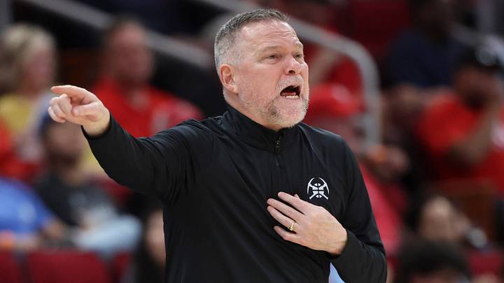 Mar 23, 2025; Houston, Texas, USA; Denver Nuggets head coach Michael Malone reacts during the third quarter against the Houston Rockets at Toyota Center. Mandatory Credit: Troy Taormina-Imagn Images Mar 23, 2025; Houston, Texas, USA; Denver Nuggets head coach Michael Malone reacts during the third quarter against the Houston Rockets at Toyota Center. Mandatory Credit: Troy Taormina-Imagn Images