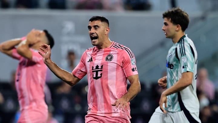 Germán Berterame (center) scored his third goal in four games in Inter Miami’s latest draw. 