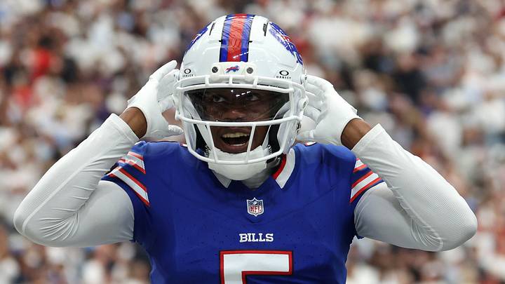 Sep 13, 2026; Houston, Texas, USA; Buffalo Bills wide receiver Joshua Palmer (5) celebrates after scoring a touchdown against the Houston Texans during the first quarter at Reliant Stadium. Mandatory Credit: Thomas Shea-Imagn Images Sep 13, 2026; Houston, Texas, USA; Buffalo Bills wide receiver Joshua Palmer (5) celebrates after scoring a touchdown against the Houston Texans during the first quarter at Reliant Stadium. Mandatory Credit: Thomas Shea-Imagn Images