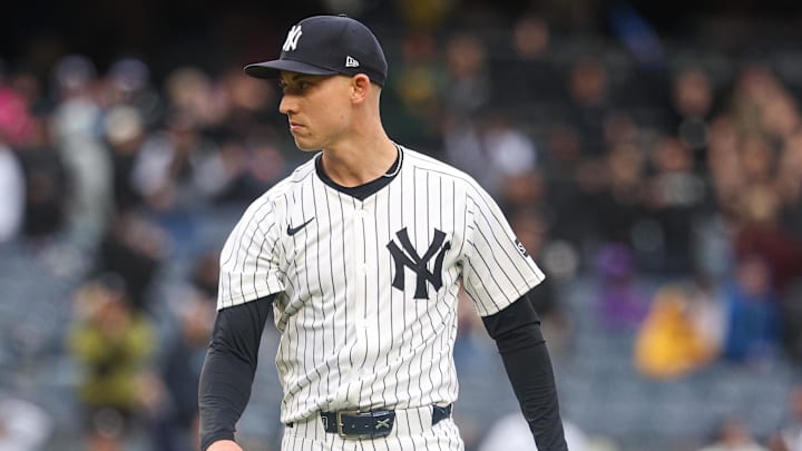 May 22, 2025; Bronx, New York, USA; New York Yankees relief pitcher Luke Weaver (30) reacts after closing the game against the Texas Rangers at Yankee Stadium. Mandatory Credit: Vincent Carchietta-Imagn Images May 22, 2025; Bronx, New York, USA; New York Yankees relief pitcher Luke Weaver (30) reacts after closing the game against the Texas Rangers at Yankee Stadium. Mandatory Credit: Vincent Carchietta-Imagn Images