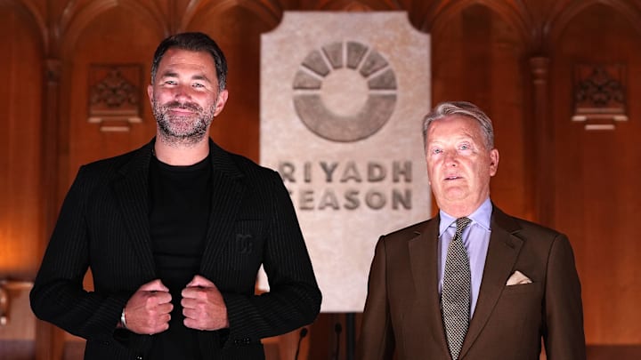 Boxing promoters Eddie Hearn (left) and Frank Warren during a press conference at the Guildhall, London on September 19, 2024.