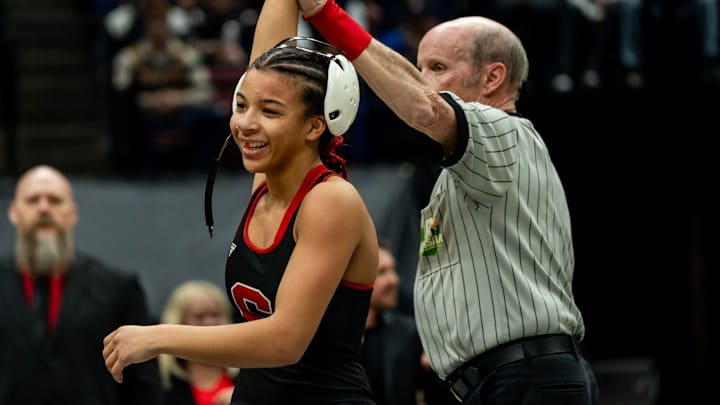 Steubenville junior Talea Guntrum won her third consecutive Ohio wrestling state championship, completing a perfect season at 45-0. Guntrum is ranked No. 20 in the nation. Steubenville junior Talea Guntrum won her third consecutive Ohio wrestling state championship, completing a perfect season at 45-0. Guntrum is ranked No. 20 in the nation.