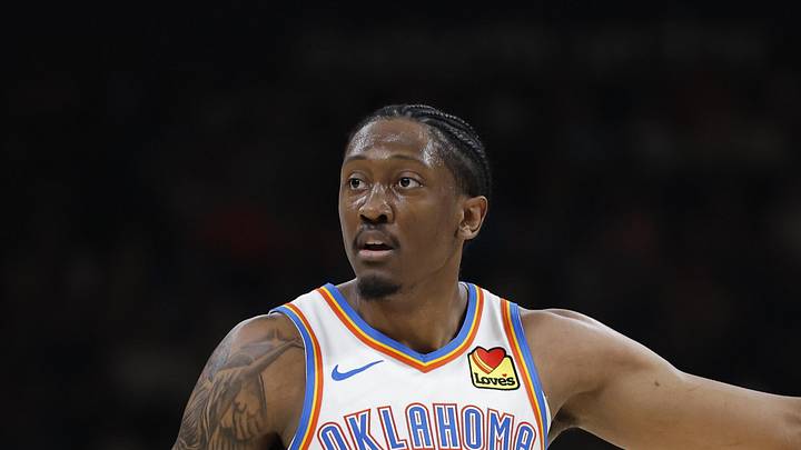 Mar 29, 2026; Oklahoma City, Oklahoma, USA; Oklahoma City Thunder guard Jalen Williams (8) gestures after a play against the New York Knicks during the second half at Paycom Center. Mandatory Credit: Alonzo Adams-Imagn Images Mar 29, 2026; Oklahoma City, Oklahoma, USA; Oklahoma City Thunder guard Jalen Williams (8) gestures after a play against the New York Knicks during the second half at Paycom Center. Mandatory Credit: Alonzo Adams-Imagn Images