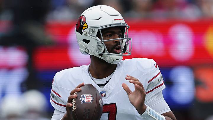 Oct 4, 2026; East Rutherford, New Jersey, USA;  Arizona Cardinals quarterback Jacoby Brissett (7) throws the ball during the first quarter at MetLife Stadium.  Mandatory Credit: Brad Penner-Imagn Images