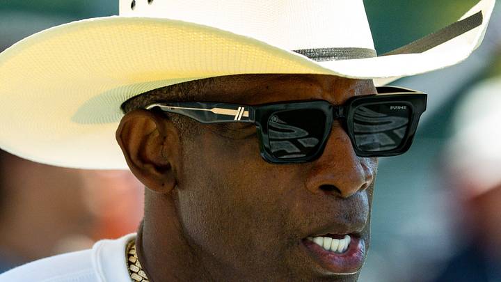 Deion Sanders jogs the football field during the second day of Cleveland Browns training camp, July 30, 2026, in Berea, Ohio.