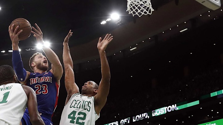 Oct 30, 2018; Boston, MA, USA; Detroit Pistons forward Blake Griffin (23) goes up for a shot against