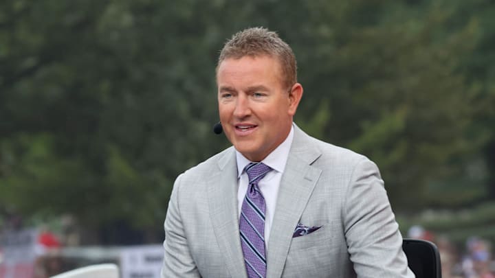Kirk Herbstreit is on stage at ESPN College GameDay ahead of the University of Oklahoma-Michigan College football game on Sep 6, 2025 in Norman. Kirk Herbstreit is on stage at ESPN College GameDay ahead of the University of Oklahoma-Michigan College football game on Sep 6, 2025 in Norman.