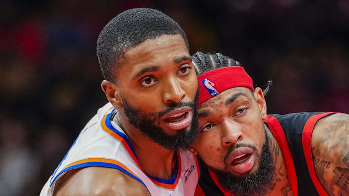 New York Knicks guard Mikal Bridges defends Toronto Raptors forward Brandon Ingram. New York Knicks guard Mikal Bridges defends Toronto Raptors forward Brandon Ingram.