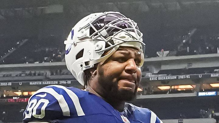 Indianapolis Colts defensive tackles Grover Stewart leaves the field