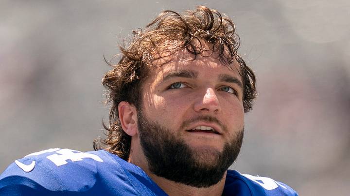 Cam Skattebo warms up during a preseason opening game between the New York Giants and Minnesota Vikings. Cam Skattebo warms up during a preseason opening game between the New York Giants and Minnesota Vikings.