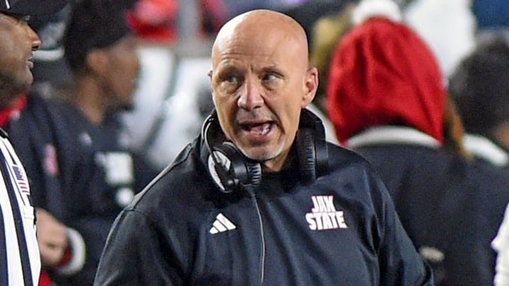 Jax State Head Coach Charles Kelly talks with an official during the C-USA Championship at AmFirst Stadium in Jacksonville, Alabama Jax State Head Coach Charles Kelly talks with an official during the C-USA Championship at AmFirst Stadium in Jacksonville, Alabama