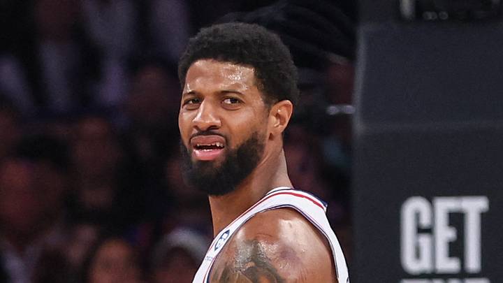 May 6, 2026; New York, New York, USA; Philadelphia 76ers forward Paul George (8) reacts after gettng called for a foul against the New York Knicks during game five of the second round of the 2026 NBA Playoffs at Madison Square Garden. Mandatory Credit: Wendell Cruz-Imagn Images May 6, 2026; New York, New York, USA; Philadelphia 76ers forward Paul George (8) reacts after gettng called for a foul against the New York Knicks during game five of the second round of the 2026 NBA Playoffs at Madison Square Garden. Mandatory Credit: Wendell Cruz-Imagn Images