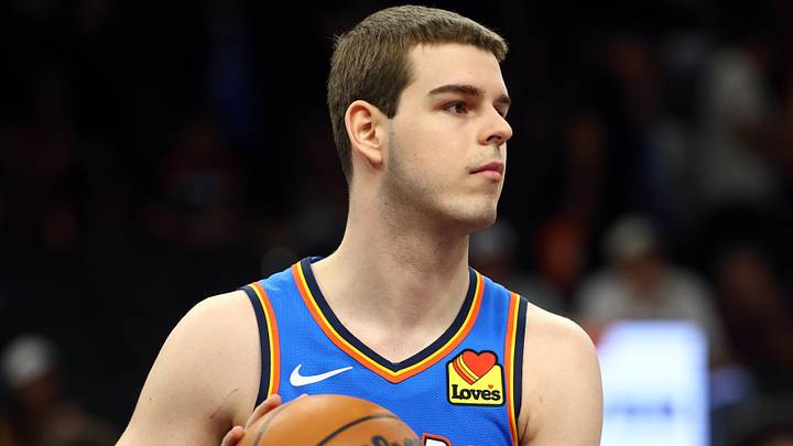 Apr 27, 2026; Phoenix, Arizona, USA; Oklahoma City Thunder guard Nikola Topic (44) against the Phoenix Suns during game four of the first round of the 2026 NBA Playoffs at Mortgage Matchup Center. Mandatory Credit: Mark J. Rebilas-Imagn Images Apr 27, 2026; Phoenix, Arizona, USA; Oklahoma City Thunder guard Nikola Topic (44) against the Phoenix Suns during game four of the first round of the 2026 NBA Playoffs at Mortgage Matchup Center. Mandatory Credit: Mark J. Rebilas-Imagn Images