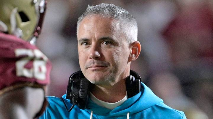 Nov 1, 2025; Tallahassee, Florida, USA; Florida State Seminoles head coach Mike Norvell celebrates a touchdown during the fourth quarter against the Wake Forest Demon Deacons at Doak S. Campbell Stadium. Mandatory Credit: Melina Myers-Imagn Images