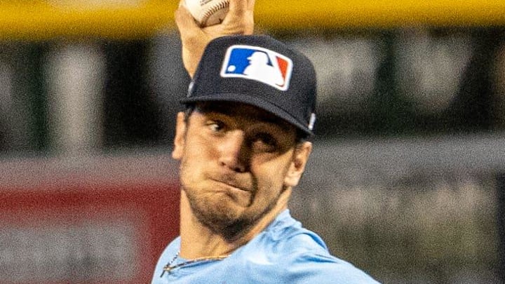 Brody Hopkins of Winthrop University attends the MLB Draft Combine at Chase Field in Phoenix on June 21, 2023.