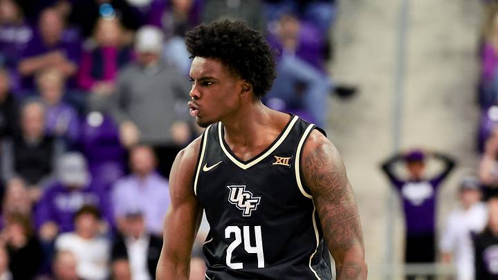 Mar 9, 2024; Fort Worth, Texas, USA; UCF Knights guard Jaylin Sellers (24) reacts after scoring during the second half against the TCU Horned Frogs at Ed and Rae Schollmaier Arena. Mandatory Credit: Kevin Jairaj-USA TODAY Sports Mar 9, 2024; Fort Worth, Texas, USA; UCF Knights guard Jaylin Sellers (24) reacts after scoring during the second half against the TCU Horned Frogs at Ed and Rae Schollmaier Arena. Mandatory Credit: Kevin Jairaj-USA TODAY Sports