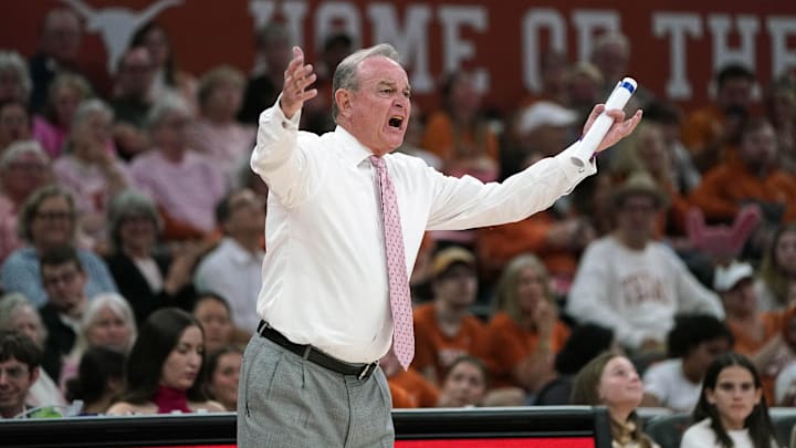 Texas Longhorns head coach Vic Schaefer reacts during the second half against the Kentucky Wildcats at Moody Center. 