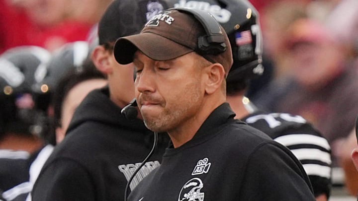 Iowa State football head coach Matt Campbell reacts during Iowa State and BYU football at Jack Trice Stadium on Oct. 25, 2025, in Ames, Iowa.