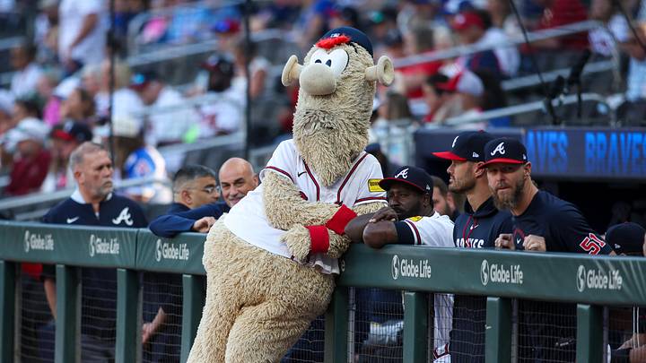 May 12, 2026; Atlanta, Georgia, USA; Atlanta Braves mascot Blooper stands on the field before a game against the Chicago Cubs at Truist Park. Mandatory Credit: Brett Davis-Imagn Images
May 12, 2026; Atlanta, Georgia, USA; Atlanta Braves mascot Blooper stands on the field before a game against the Chicago Cubs at Truist Park. Mandatory Credit: Brett Davis-Imagn Images