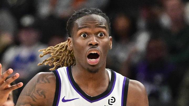 Nov 1, 2025; Milwaukee, Wisconsin, USA;  Sacramento Kings guard Keon Ellis (23) reacts in the second quarter against the Milwaukee Bucks at Fiserv Forum. Mandatory Credit: Benny Sieu-Imagn Images