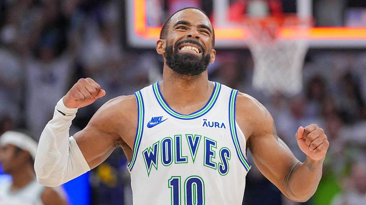May 16, 2024; Minneapolis, Minnesota, USA; Minnesota Timberwolves guard Mike Conley (10) celebrates a basket against the Denver Nuggets in the second quarter during game six of the second round for the 2024 NBA playoffs at Target Center. Mandatory Credit: Brad Rempel-USA TODAY Sports May 16, 2024; Minneapolis, Minnesota, USA; Minnesota Timberwolves guard Mike Conley (10) celebrates a basket against the Denver Nuggets in the second quarter during game six of the second round for the 2024 NBA playoffs at Target Center. Mandatory Credit: Brad Rempel-USA TODAY Sports