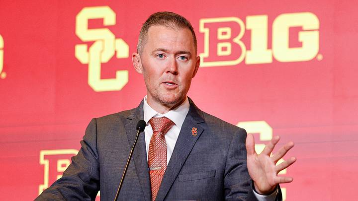 Jul 28, 2026; Chicago, IL, USA; USC Football head coach Lincoln Riley speaks during Media Days at Hilton Chicago. Mandatory Credit: Kamil Krzaczynski-Imagn Images Jul 28, 2026; Chicago, IL, USA; USC Football head coach Lincoln Riley speaks during Media Days at Hilton Chicago. Mandatory Credit: Kamil Krzaczynski-Imagn Images