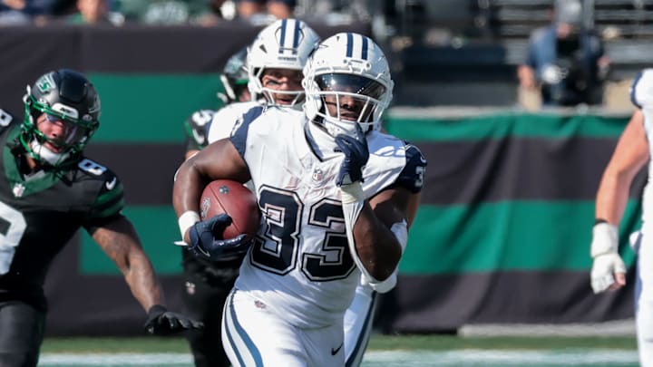 Dallas Cowboys running back Javonte Williams carries the ball against the New York Jets at MetLife Stadium. Dallas Cowboys running back Javonte Williams carries the ball against the New York Jets at MetLife Stadium.