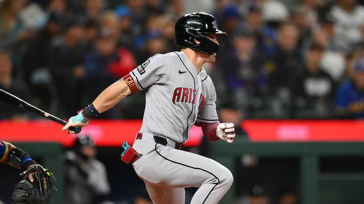 May 29, 2026; Seattle, Washington, USA; Arizona Diamondbacks right fielder Corbin Carroll (7) hits a single against the Seattle Mariners during the first inning at T-Mobile Park. Mandatory Credit: Steven Bisig-Imagn Images May 29, 2026; Seattle, Washington, USA; Arizona Diamondbacks right fielder Corbin Carroll (7) hits a single against the Seattle Mariners during the first inning at T-Mobile Park. Mandatory Credit: Steven Bisig-Imagn Images