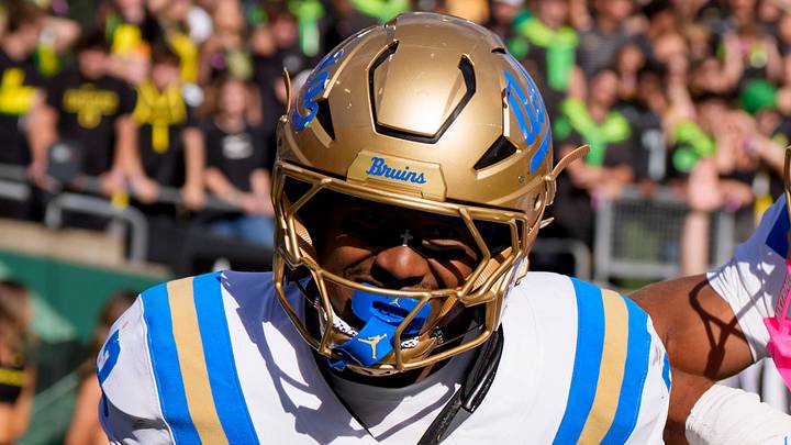 UCLA running back Wayne Knight, left, and wide receiver Landon Ellis celebrate a touchdown by Knight as the Oregon Ducks host the UCLA Bruins on Oct. 10, 2026, at Autzen Stadium in Eugene, Oregon. UCLA running back Wayne Knight, left, and wide receiver Landon Ellis celebrate a touchdown by Knight as the Oregon Ducks host the UCLA Bruins on Oct. 10, 2026, at Autzen Stadium in Eugene, Oregon.