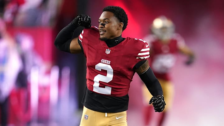 Dec 12, 2024; Santa Clara, California, USA; San Francisco 49ers cornerback Deommodore Lenoir (2) is introduced before the start of the game against the Los Angeles Rams at Levi's Stadium. Mandatory Credit: Cary Edmondson-Imagn Images
