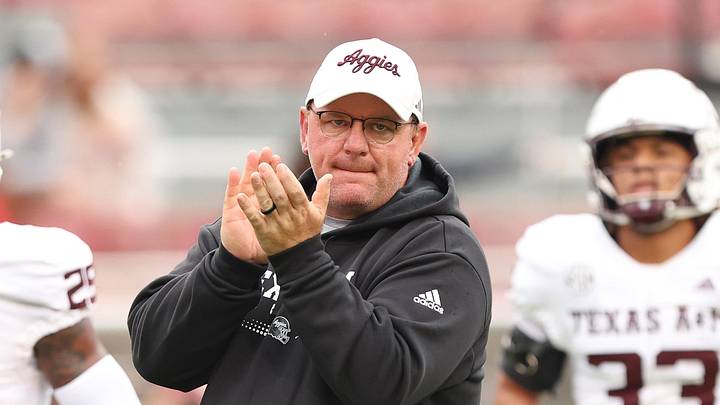 Oct 18, 2025; Fayetteville, Arkansas, USA; Texas A&M Aggies head coach Mike Elko prior to the game against the Arkansas Razorbacks at Donald W. Reynolds Razorback Stadium. Mandatory Credit: Nelson Chenault-Imagn Images Oct 18, 2025; Fayetteville, Arkansas, USA; Texas A&M Aggies head coach Mike Elko prior to the game against the Arkansas Razorbacks at Donald W. Reynolds Razorback Stadium. Mandatory Credit: Nelson Chenault-Imagn Images