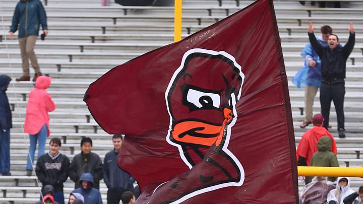 Sep 26, 2026; Chestnut Hill, Mass.; Virginia Tech's flag is hoisted after a touchdown in the second half against Boston College. Sep 26, 2026; Chestnut Hill, Mass.; Virginia Tech's flag is hoisted after a touchdown in the second half against Boston College.