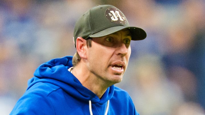 Shane Steichen of the Indianapolis Colts complains Shane Steichen of the Indianapolis Colts complains