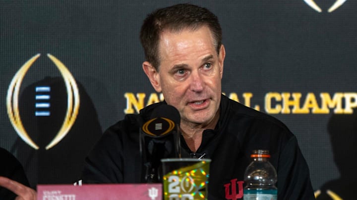 Indiana Head Coach Curt Cignetti speaks at the champions press conference on Tuesday, Jan. 20. 2026.