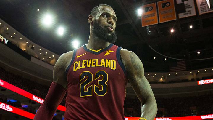 Cleveland Cavaliers forward LeBron James (23) reacts  (Mandatory Credit: Bill Streicher-USA TODAY Sports)