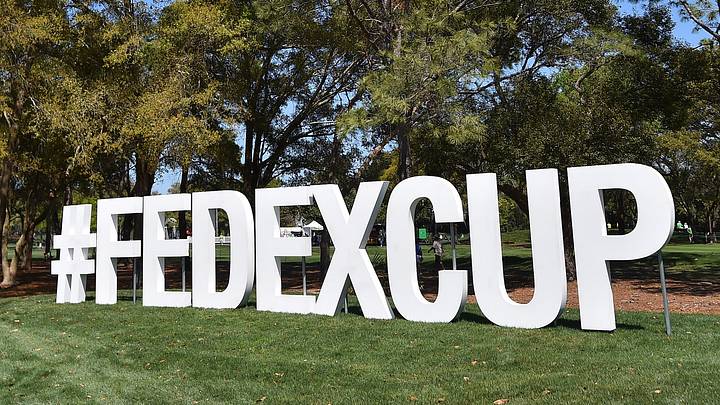PGA Tour FedEx Cup signage; Jasen Vinlove-USA TODAY Sports